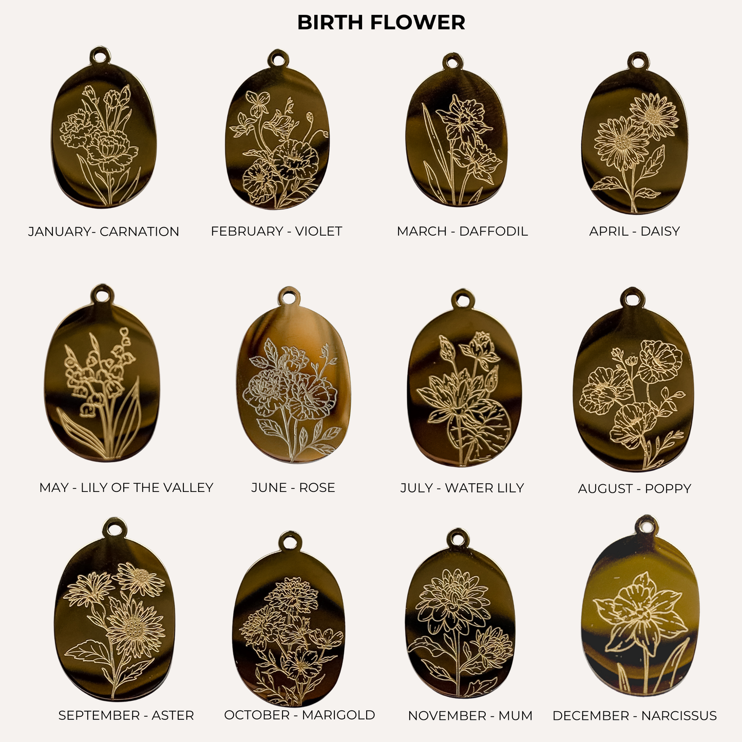 Birthflower Charm - Just the Charm - Layer It Jewelry
