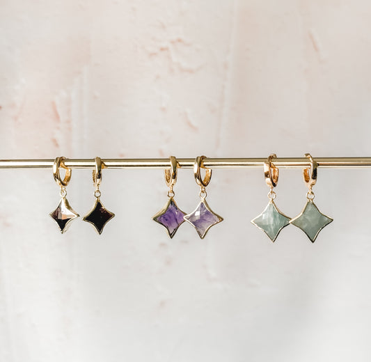 Stella Star Gemstone Huggies- Birthstones - Layer It Jewelry