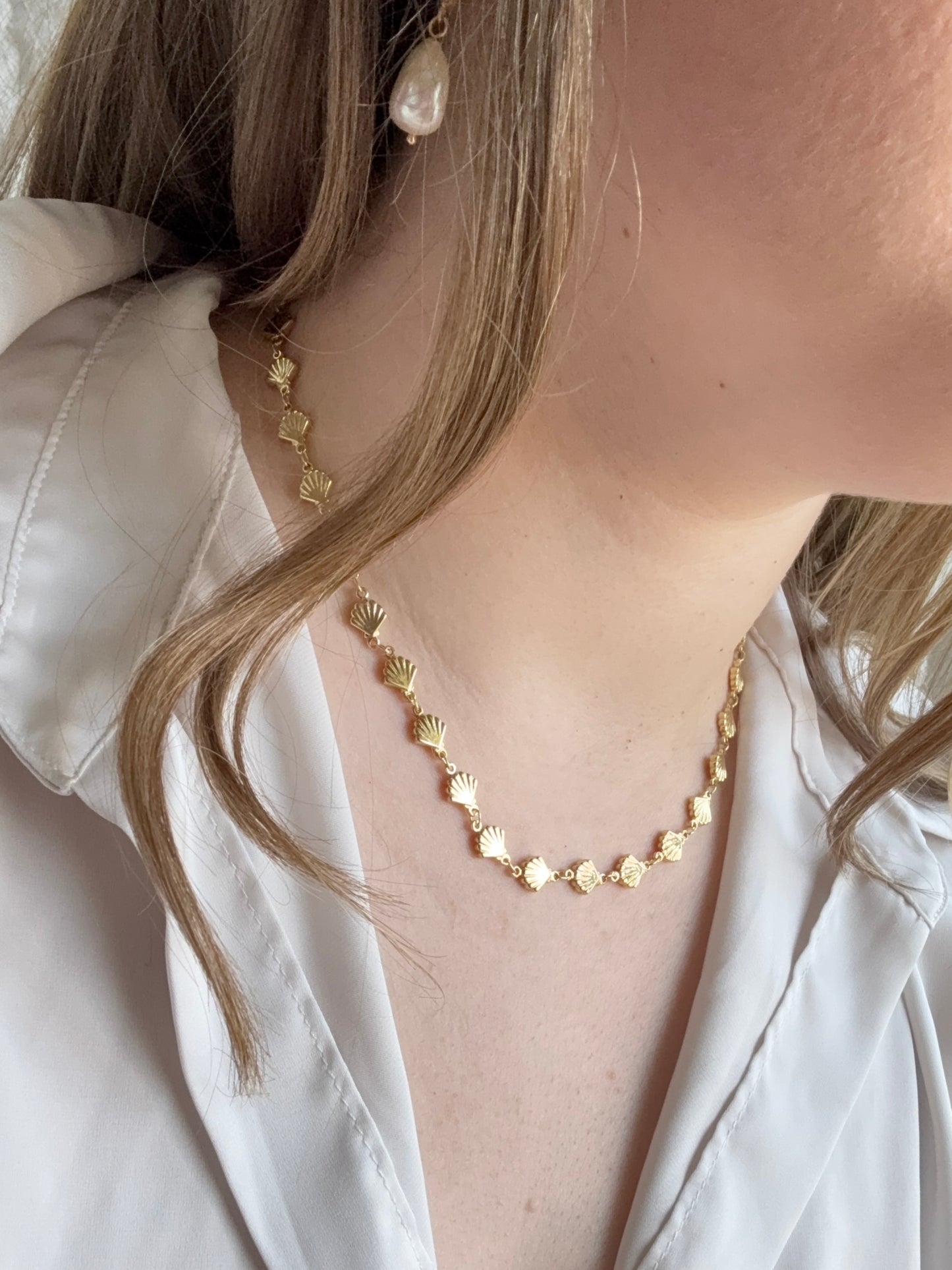 Gold Filled Seashell Chain Necklace - Layer It Jewelry