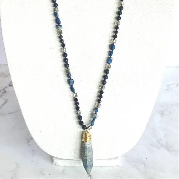 Long Gemstone Necklace in Lapis Lazuli - Layer It Jewelry