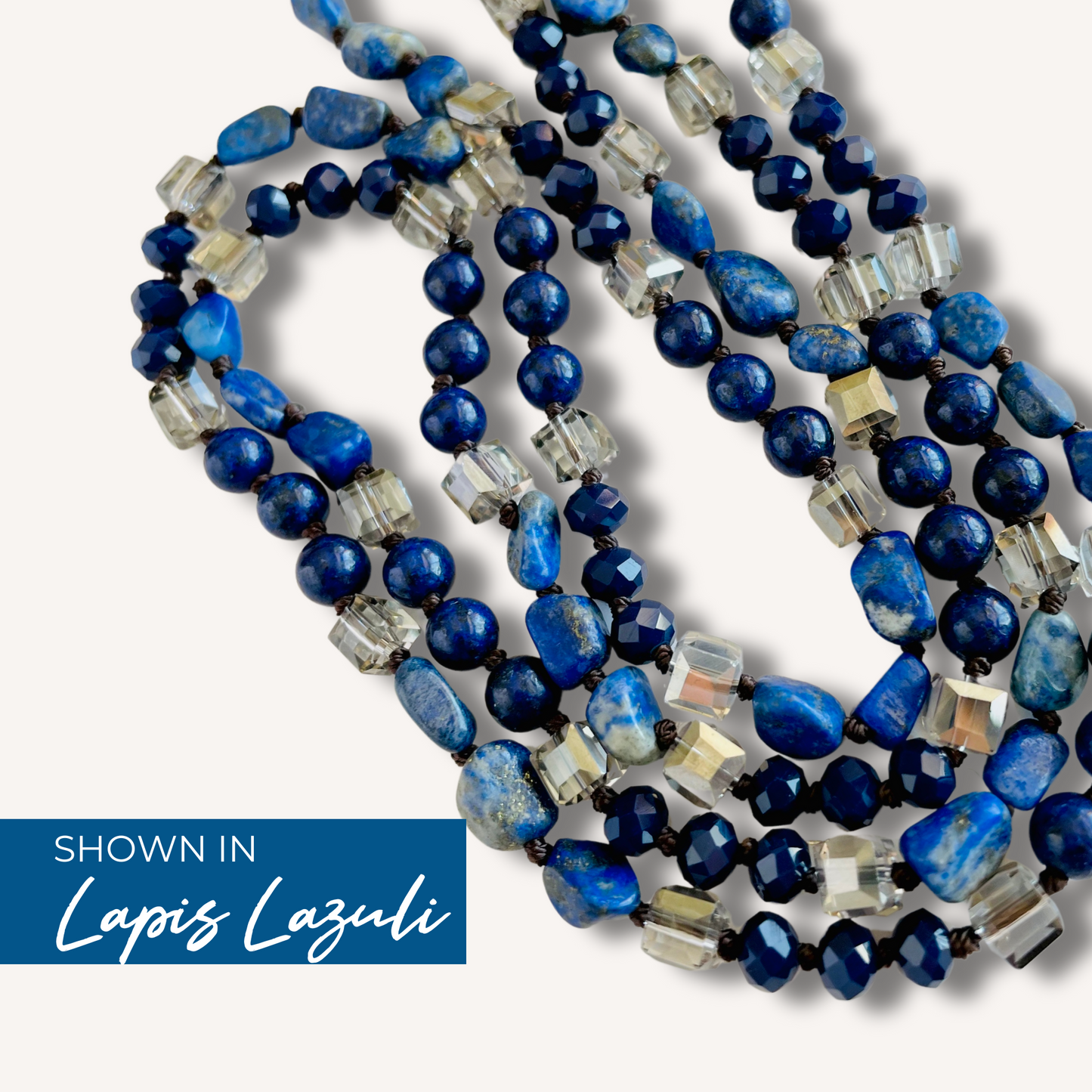 Long Gemstone Necklace in Lapis Lazuli