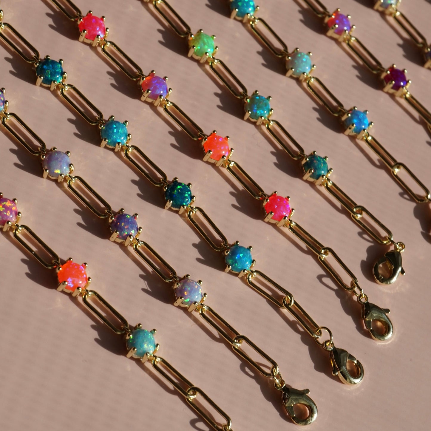 Lab Opal Paperclip Bracelet