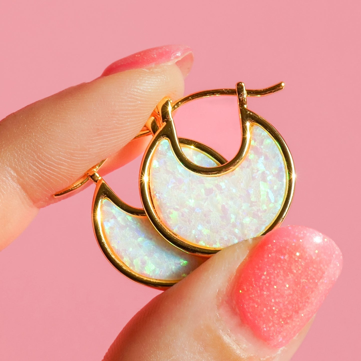 Lab Opal Eclipse Hoops