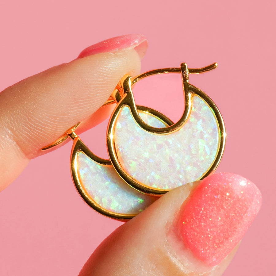 Lab Opal Eclipse Hoops