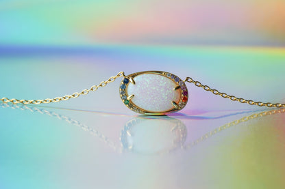 Lab Opal Aurora Necklace - Layer It Jewelry