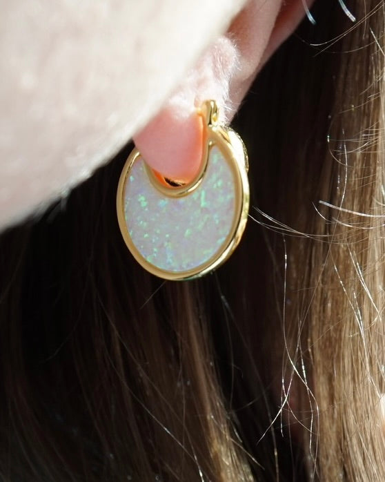 Lab Opal Eclipse Hoops
