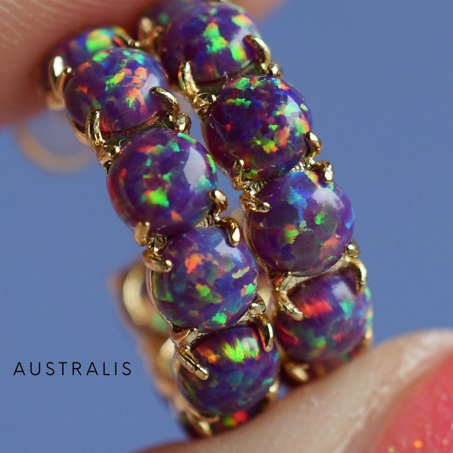 Colorful Lab Opal Hoop Earrings | Available in 40+ Colors
