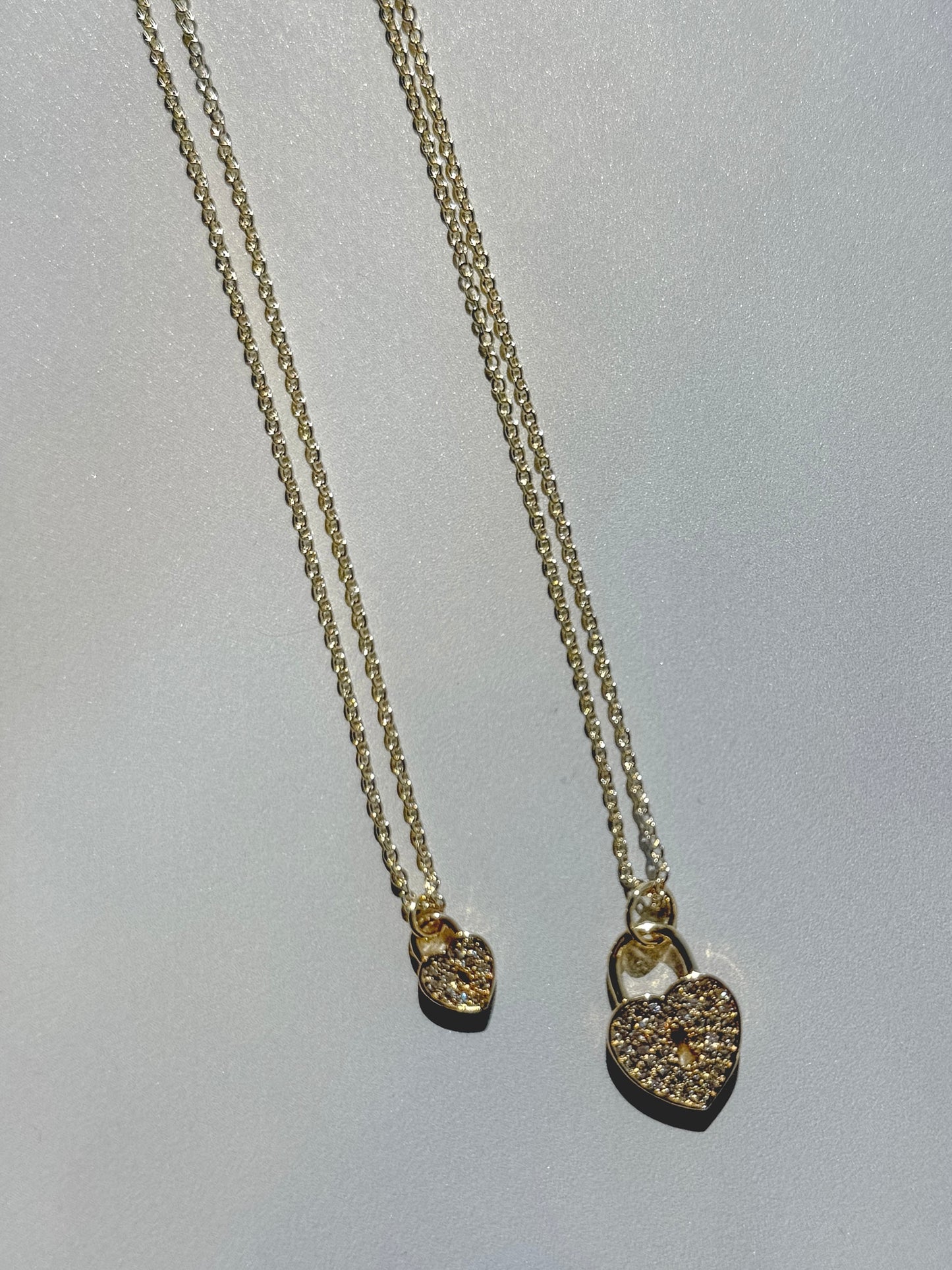 Mom & Mini Lock Heart Necklace Set