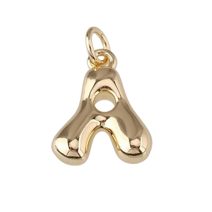 Gold Bubble Letter Charm - Layer It Jewelry