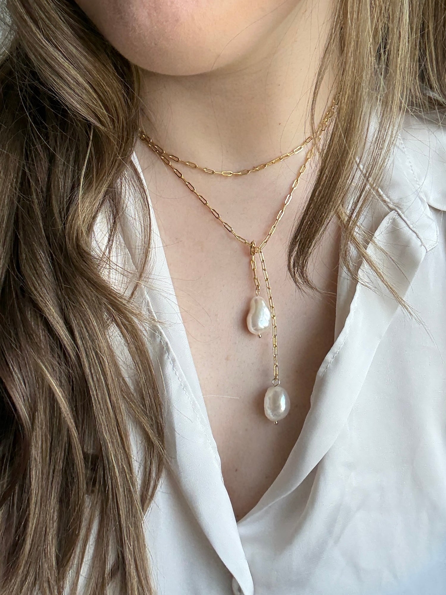 Pearl Lariat Necklace - Layer It Jewelry