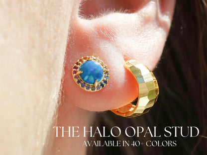 Rainbow Opal Stud Earrings - Layer It Jewelry