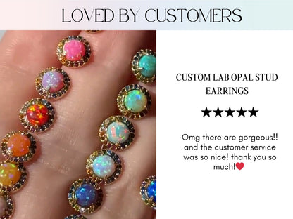 Rainbow Opal Stud Earrings - Layer It Jewelry