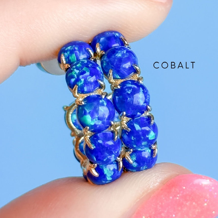 Colorful Lab Opal Hoop Earrings | Available in 40+ Colors