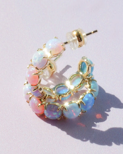 Custom Lab Opal Hoop Earrings | Choose From 40 Colors