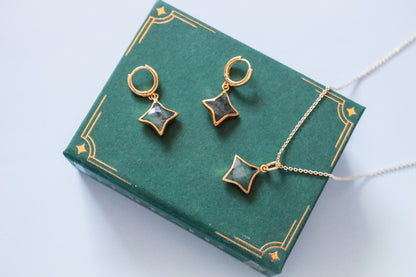 Stella Birthstone Jewelry Set – Star Necklace & Huggie Earrings | Birthstone Gift Set