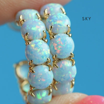 Colorful Lab Opal Hoop Earrings | Available in 40+ Colors