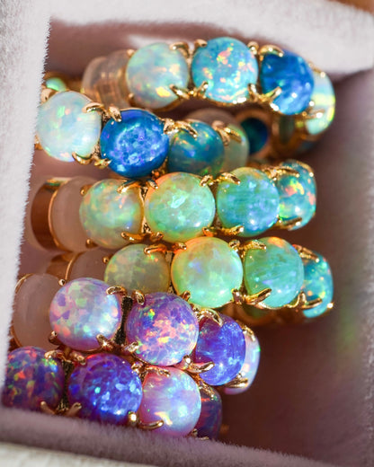 Custom Lab Opal Hoop Earrings | Choose From 40 Colors