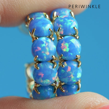 Colorful Lab Opal Hoop Earrings | Available in 40+ Colors