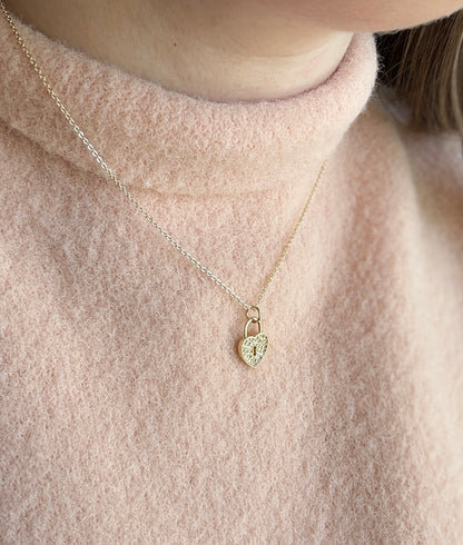 Mom & Mini Lock Heart Necklace Set