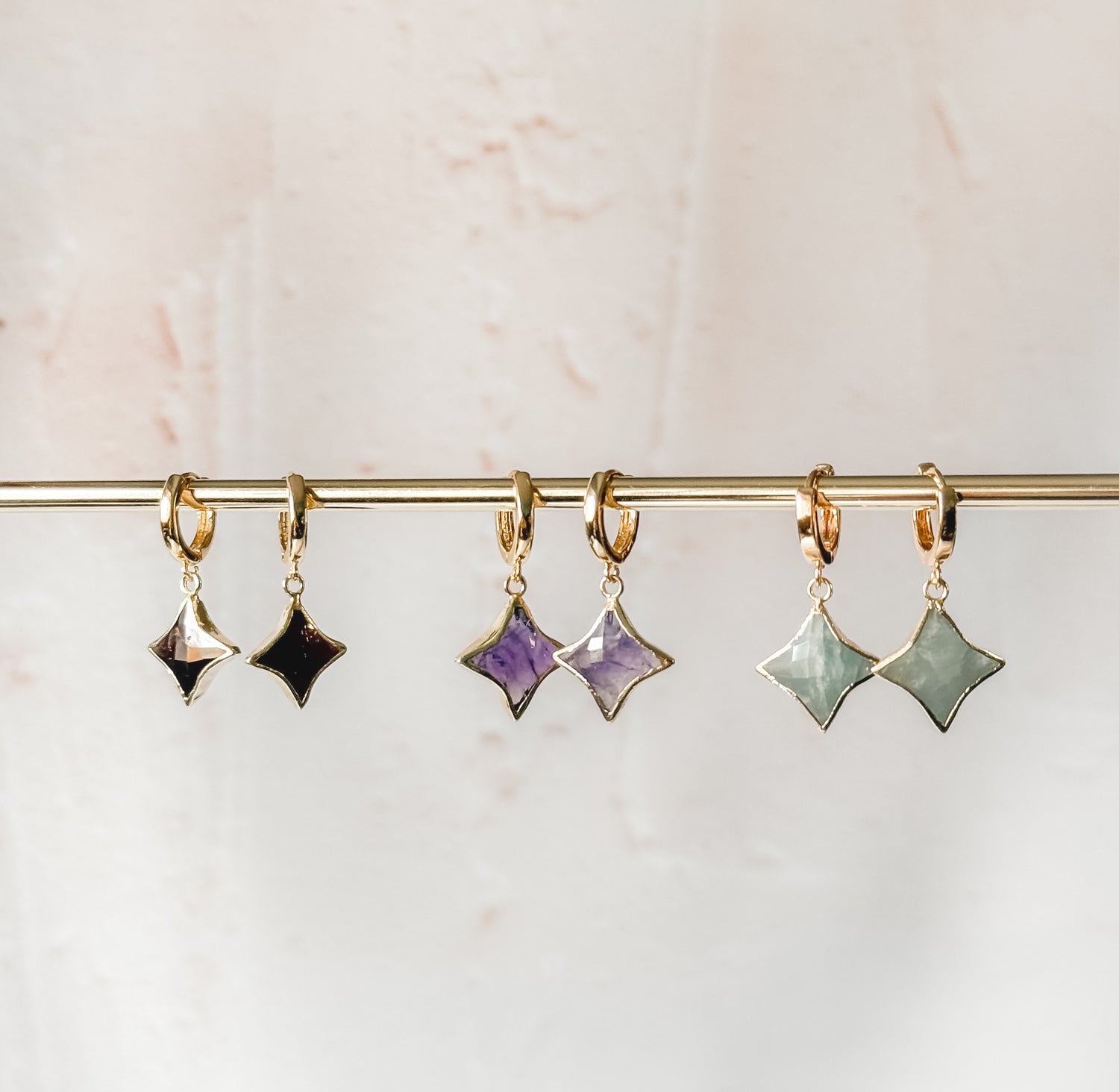Stella Star Gemstone Huggies- Birthstones - Layer It Jewelry