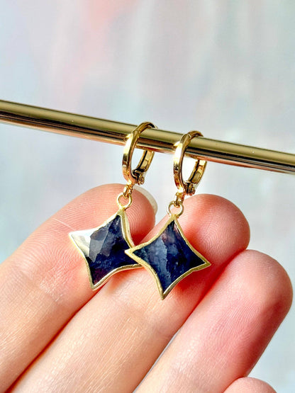 Star Gemstone Huggies- Birthstones - Layer It Jewelry