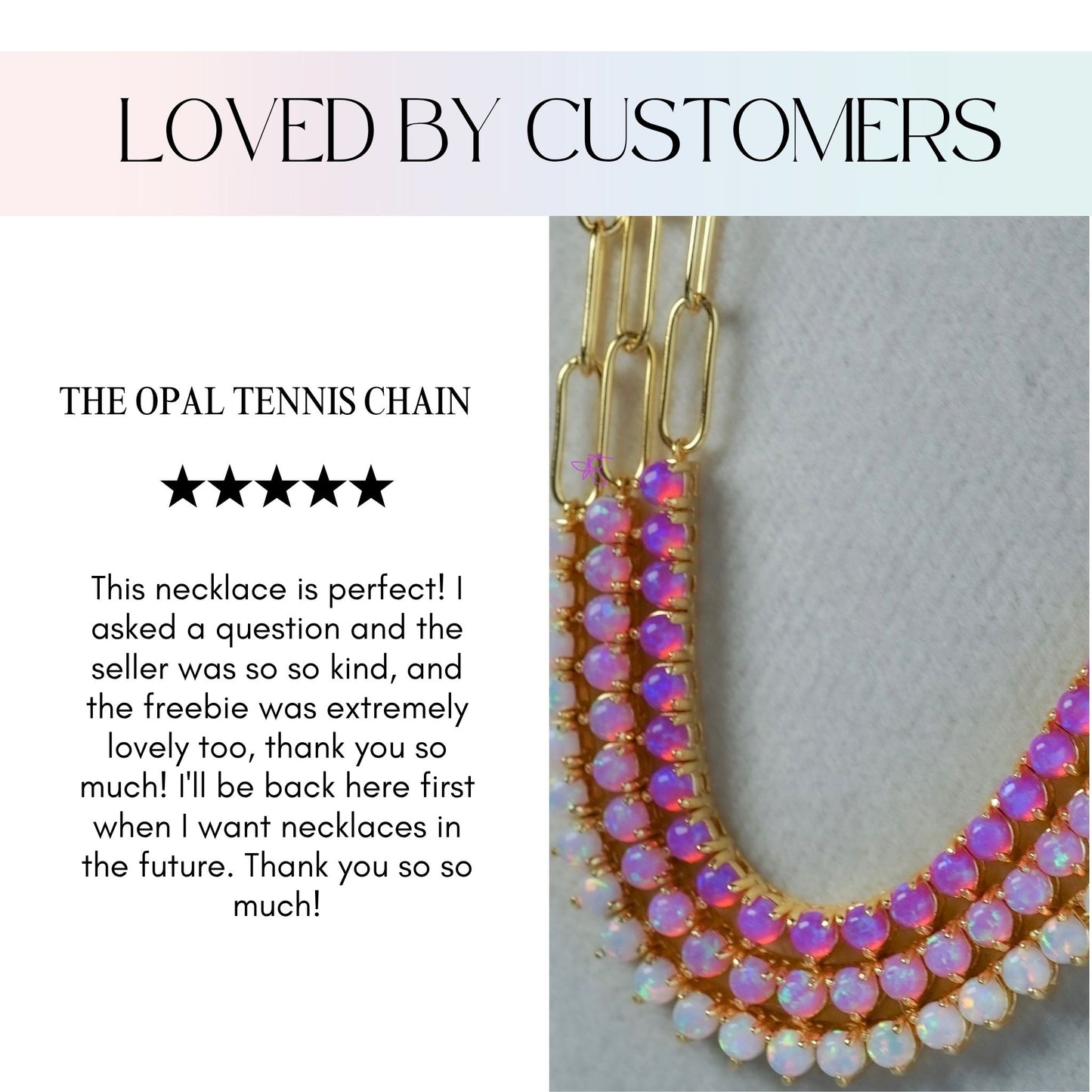 Lab Opal Vermeil Tennis Chain Necklace | Dainty Gold Layering Necklace | Demi Fine Opal Jewelry - Layer It Jewelry