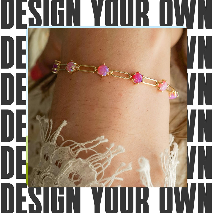 Lab Opal Paperclip Bracelet