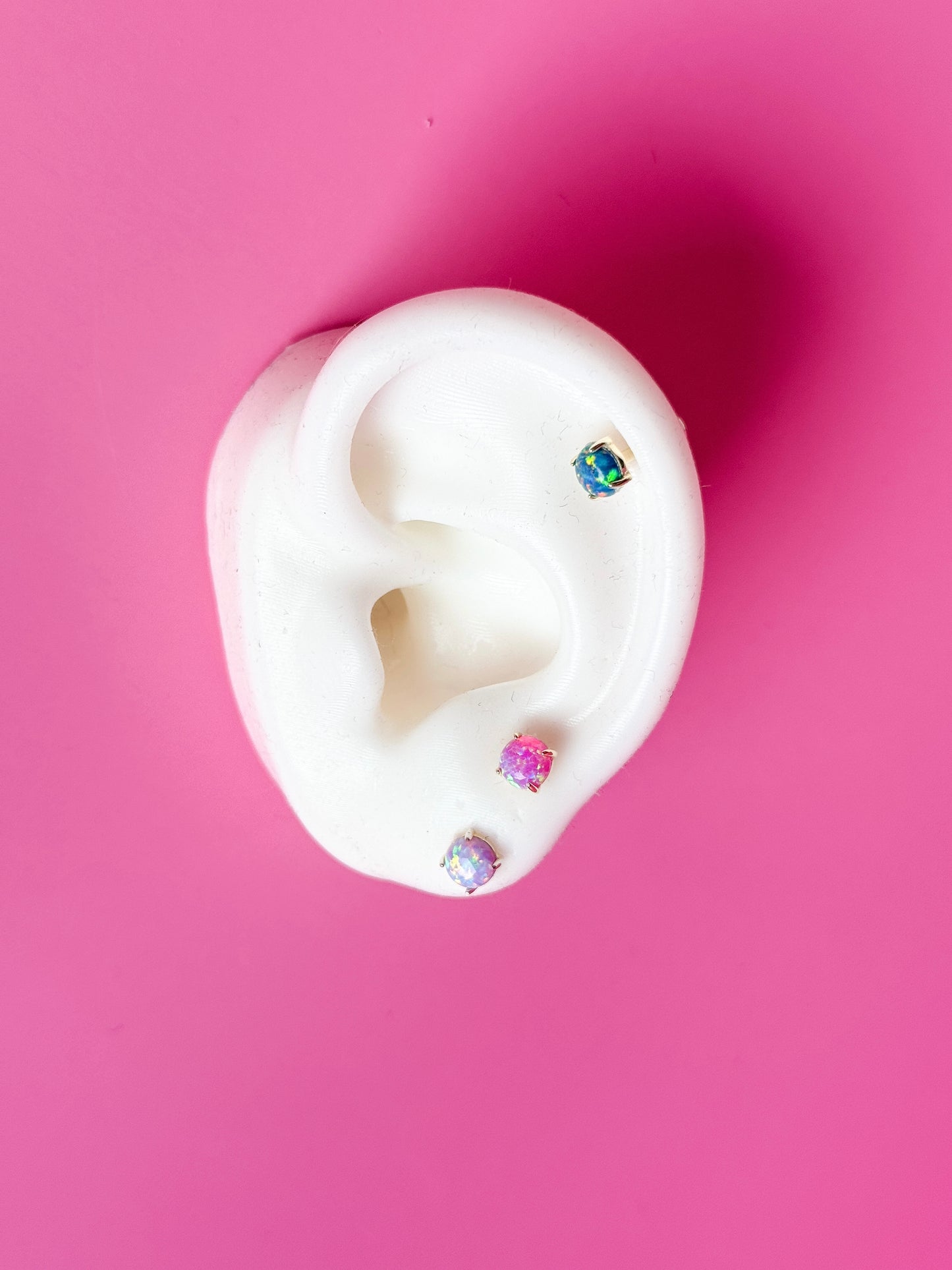 Flat Back Sterling Silver Opal Stud Earrings