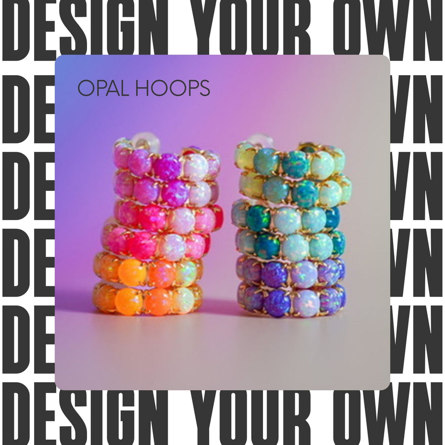 Custom Lab Opal Hoop Earrings | Choose From 40 Colors