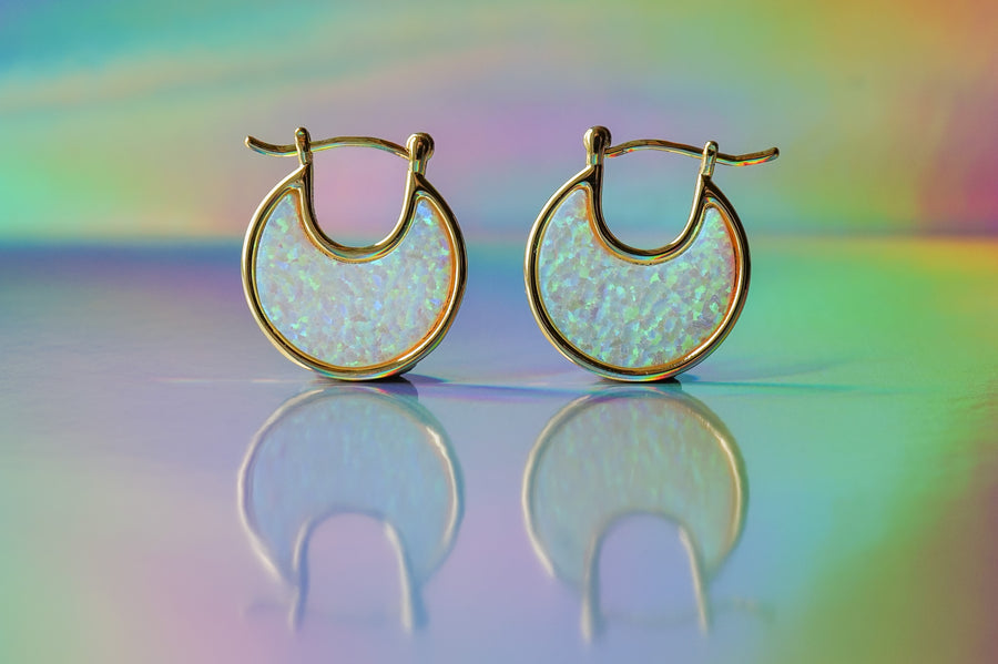 Lab Opal Eclipse Hoops