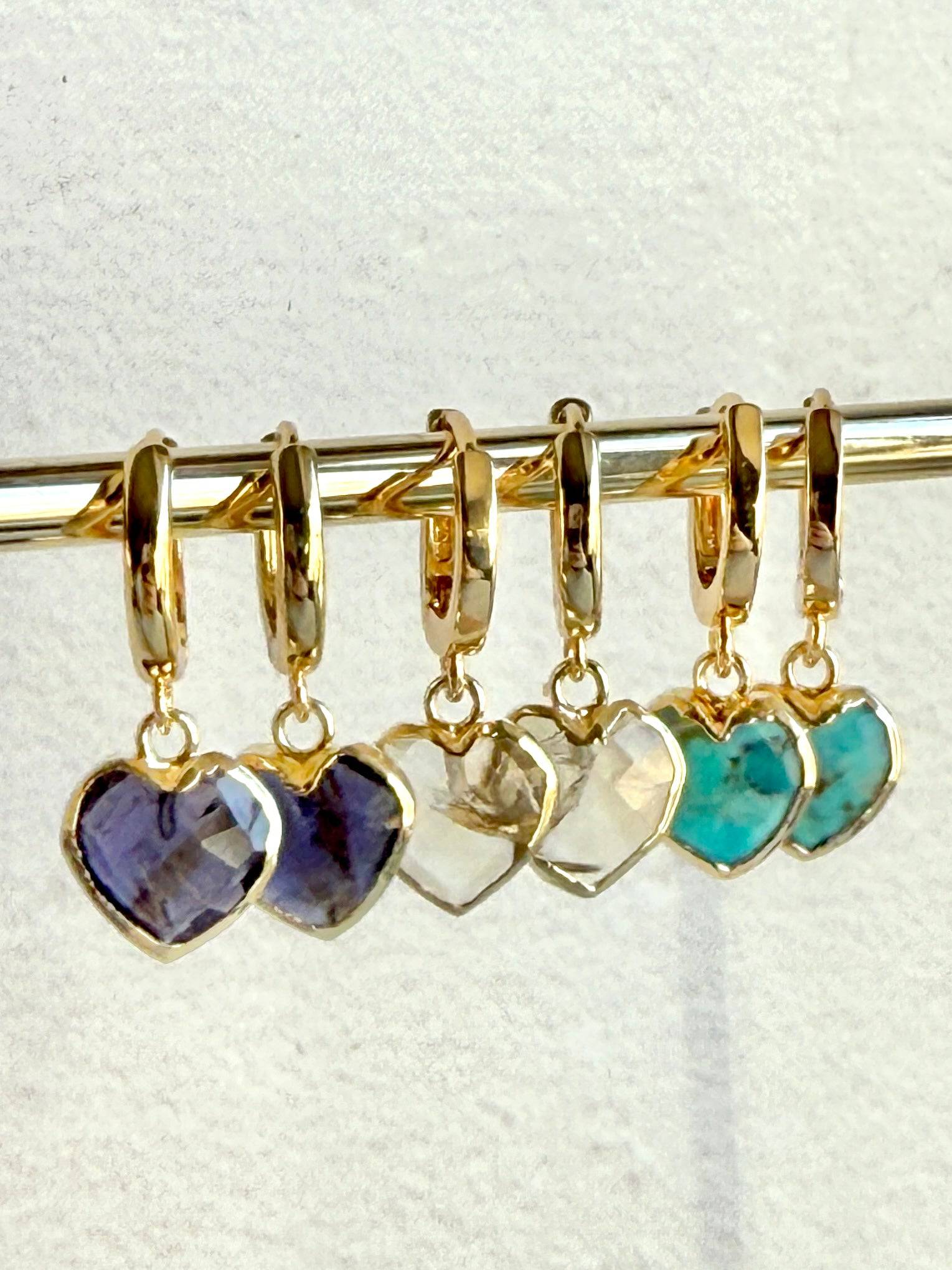 Heart Gemstone Huggies - Birthstones - Layer It Jewelry