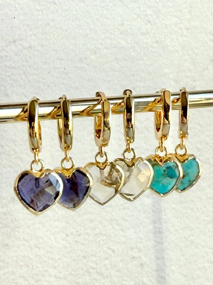 Heart Gemstone Huggies - Birthstones - Layer It Jewelry