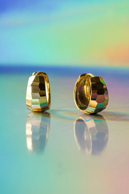 Gold Disco Hoop Huggies - Layer It Jewelry