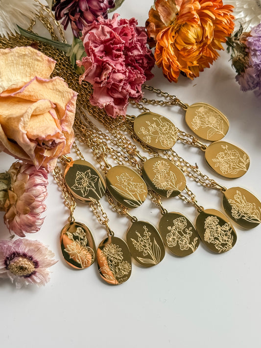 Birthflower Pendant Necklace - Layer It Jewelry