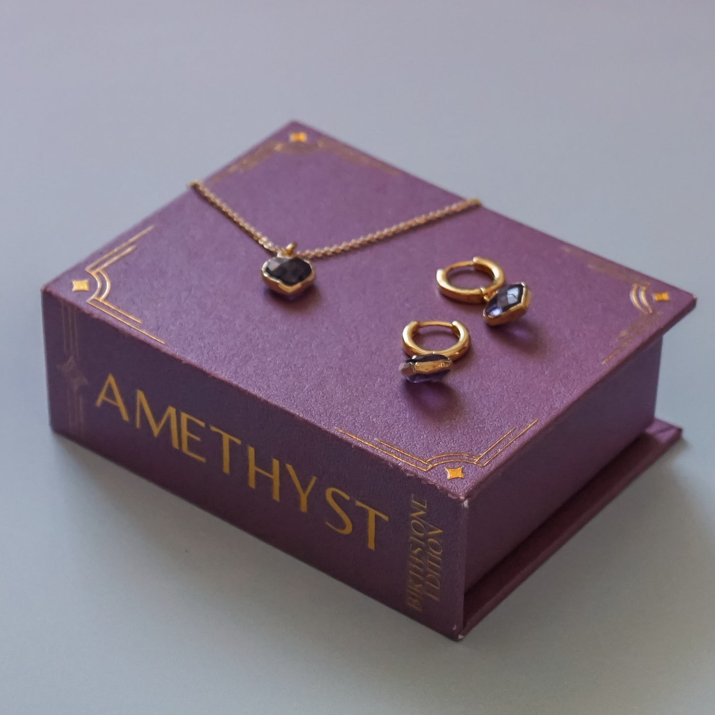 Cora Birthstone Jewelry Set – Heart Necklace & Huggie Earrings | Birthstone Gift Set