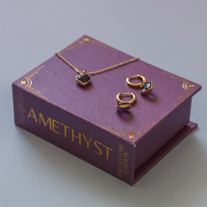 Cora Birthstone Jewelry Set – Heart Necklace & Huggie Earrings | Birthstone Gift Set