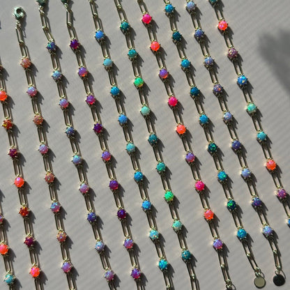 Lab Opal Paperclip Bracelet