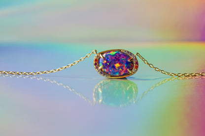 Lab Opal Aurora Necklace - Layer It Jewelry