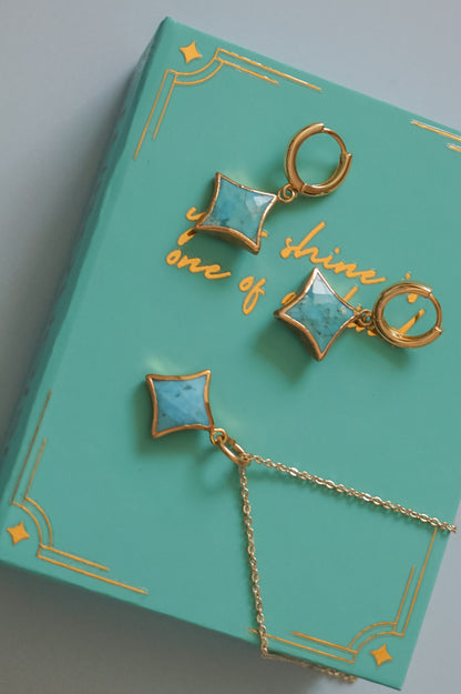 Stella Birthstone Jewelry Set – Star Necklace & Huggie Earrings | Birthstone Gift Set