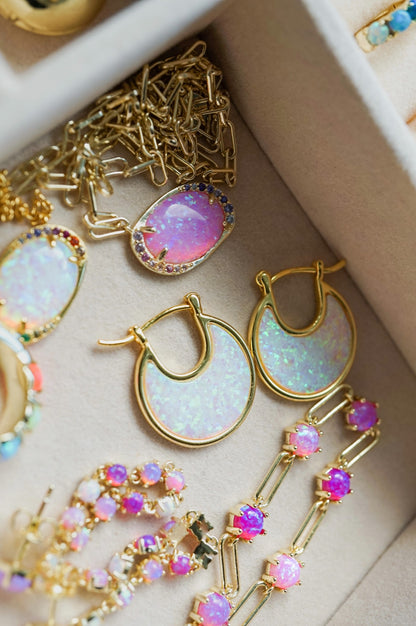 Lab Opal Eclipse Hoops