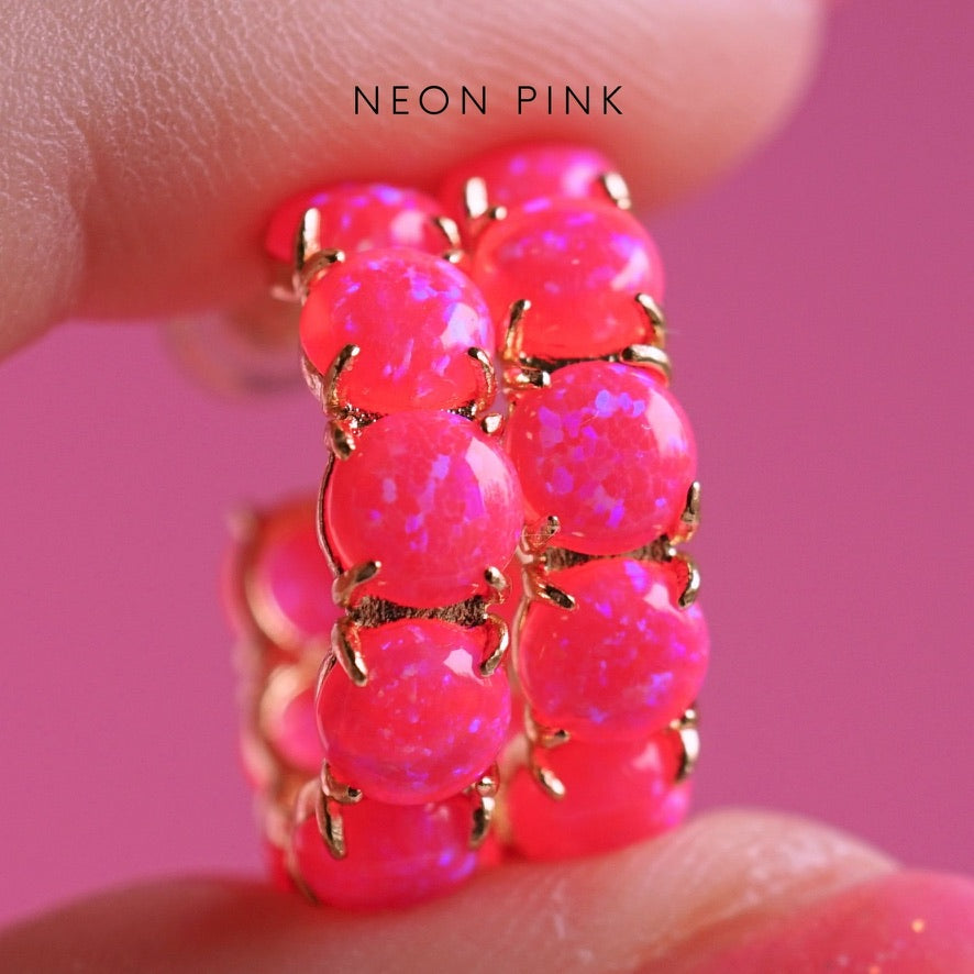 Colorful Lab Opal Hoop Earrings | Available in 40+ Colors