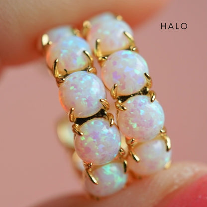 Colorful Lab Opal Hoop Earrings | Available in 40+ Colors