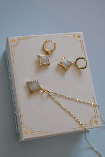 Stella Birthstone Jewelry Set – Star Necklace & Huggie Earrings | Birthstone Gift Set