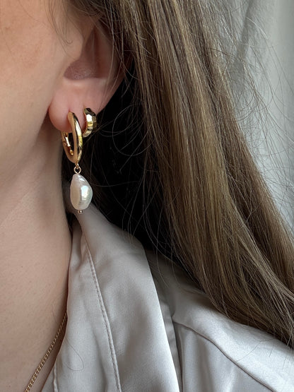 Baroque Pearl Hoop - Layer It Jewelry