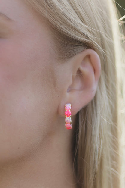 Custom Lab Opal Hoop Earrings | Choose From 40 Colors