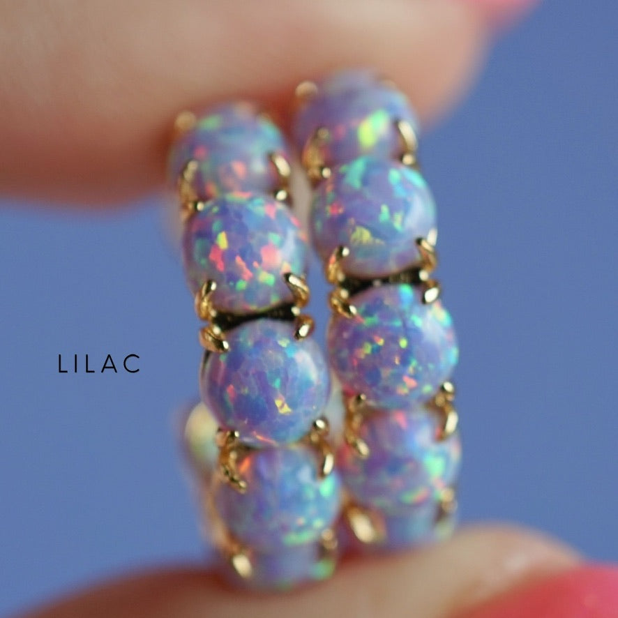 Colorful Lab Opal Hoop Earrings | Available in 40+ Colors