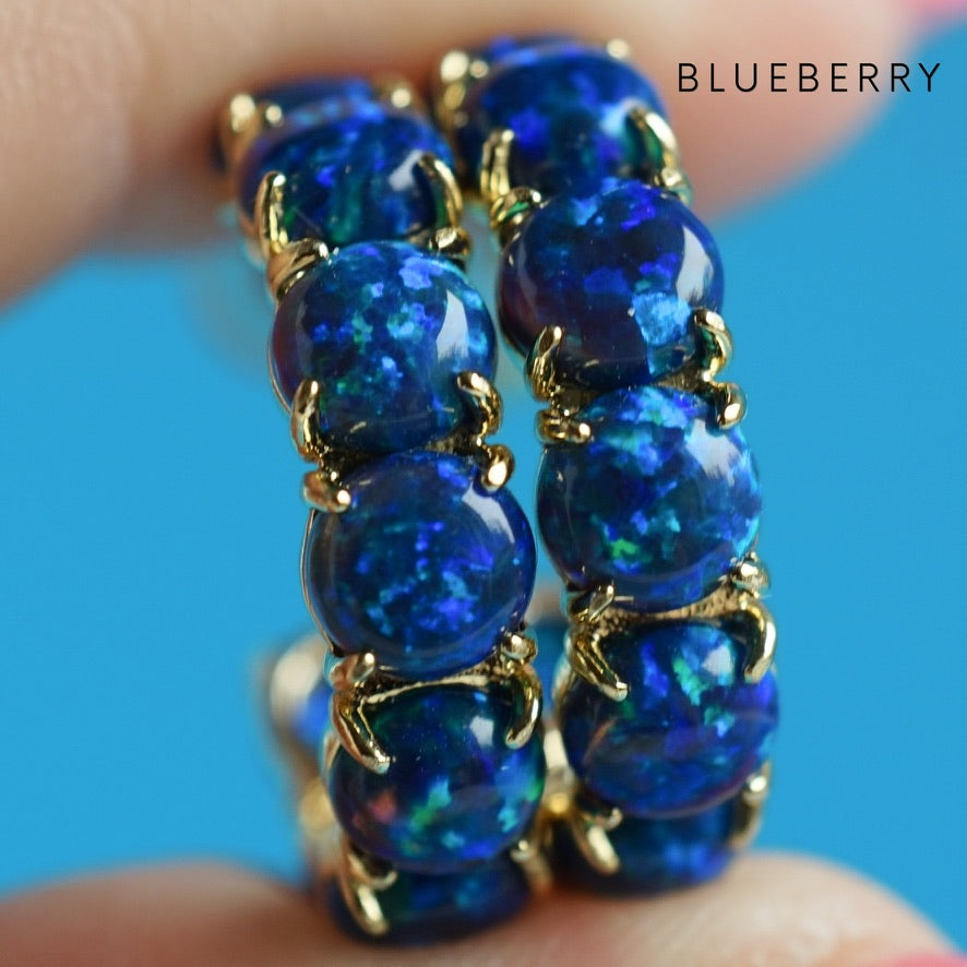 Colorful Lab Opal Hoop Earrings | Available in 40+ Colors