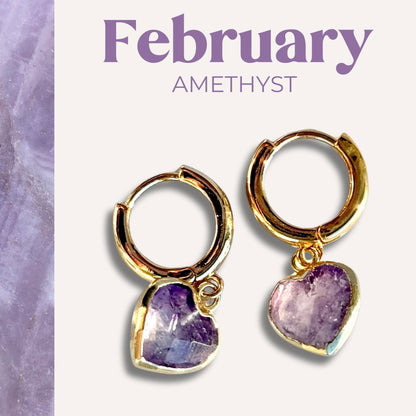 (Test) The Cora Heart Gemstone Huggies - Birthstones - Layer It Jewelry