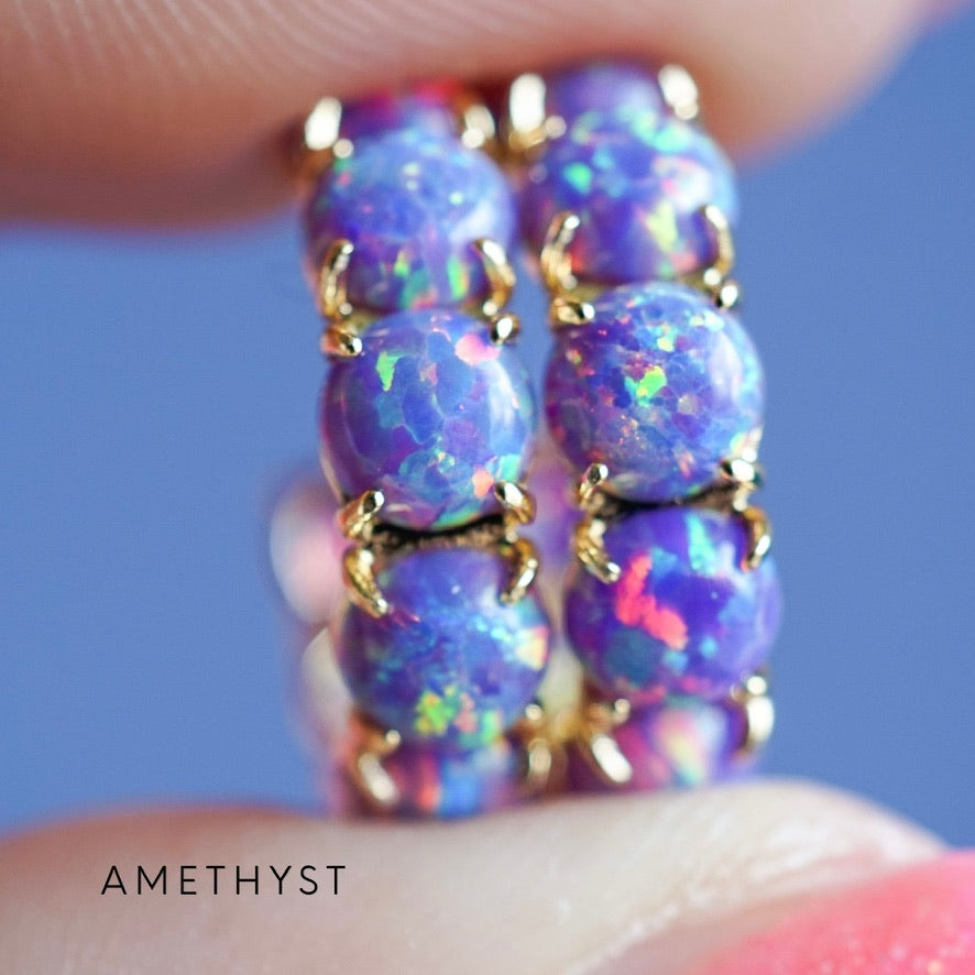 Colorful Lab Opal Hoop Earrings | Available in 40+ Colors
