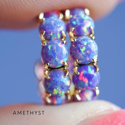 Colorful Lab Opal Hoop Earrings | Available in 40+ Colors